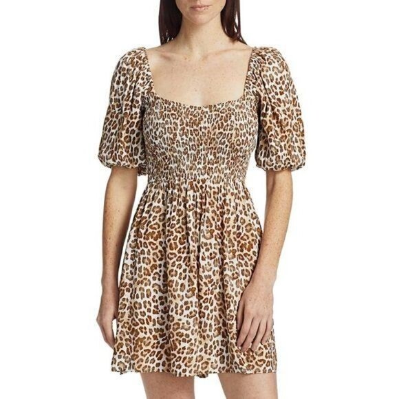 NWT Faithfull the Brand Dress Ilaria Leopard Mini Dress, size US10 - Picture 1 of 14